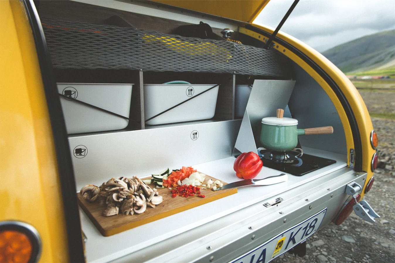 Cooking up dinner under the lift-gate