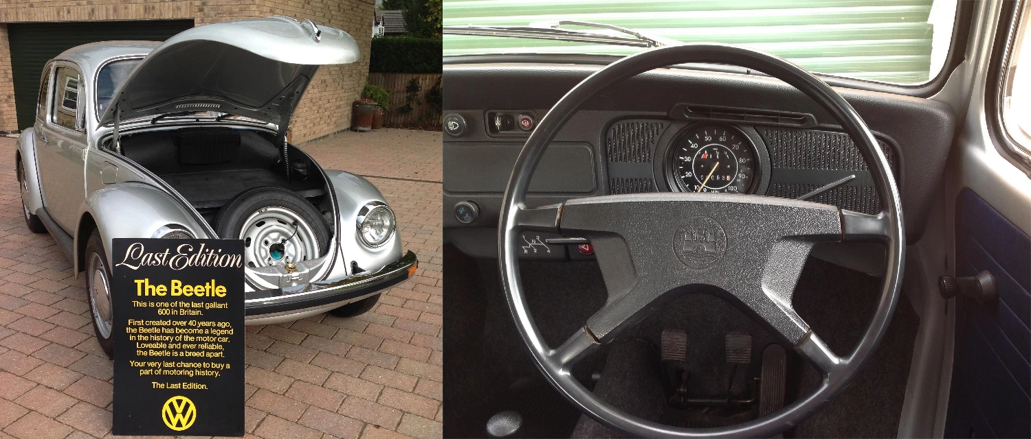 At the end of European production in 1978, Volkswagen produced a limited batch of 1200cc Beetle 1200L Saloons with Diamond Silver Metallic paint and Marine Blue velour interior. This car is number 167 of that last batch of 300, according to the plaque on the dashboard, and has covered just 63 miles from new. It spent several years in the collection of former F1 supremo Bernie Ecclestone, selling for £10,450 at an RM-Sotheby's auction in London in 2007, then again for £13,200 at a Bonhams auction at Hendon RAF Museum (UK) in December, 2015. One day this car will be worth a lot of money.