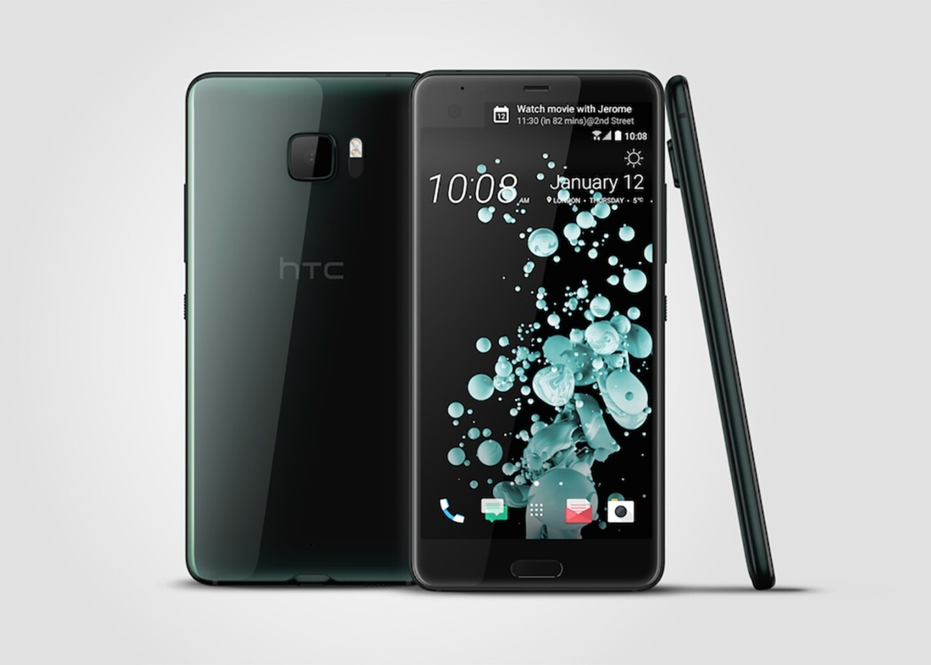The HTC U Ultra is the high-end, 5.7-inch phablet, here in Brilliant Black