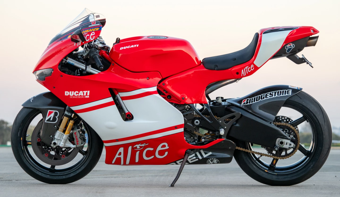 The record price achieved at auction for a 2008 Ducati Desmosedici RR is the $91,057 paid for this bike.