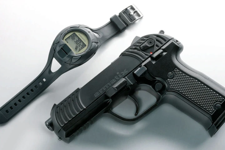 The Armatrix SmartGun concept features a handgun that won't work without authentication from the biometric wristwatch