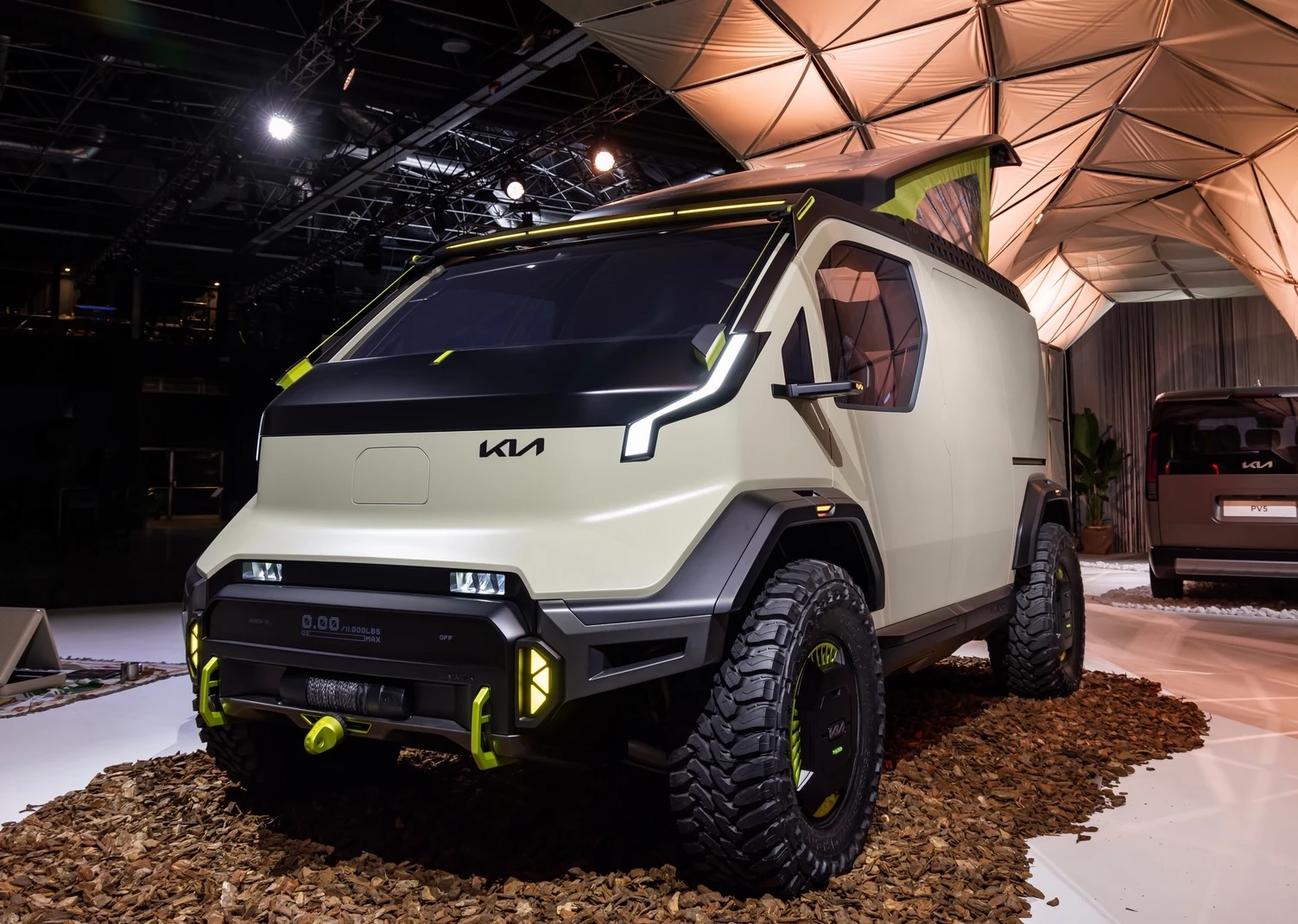 After debuting at SEMA 2024, the Kia PV5 WKNDR concept appears here at Milan Design Week 2025