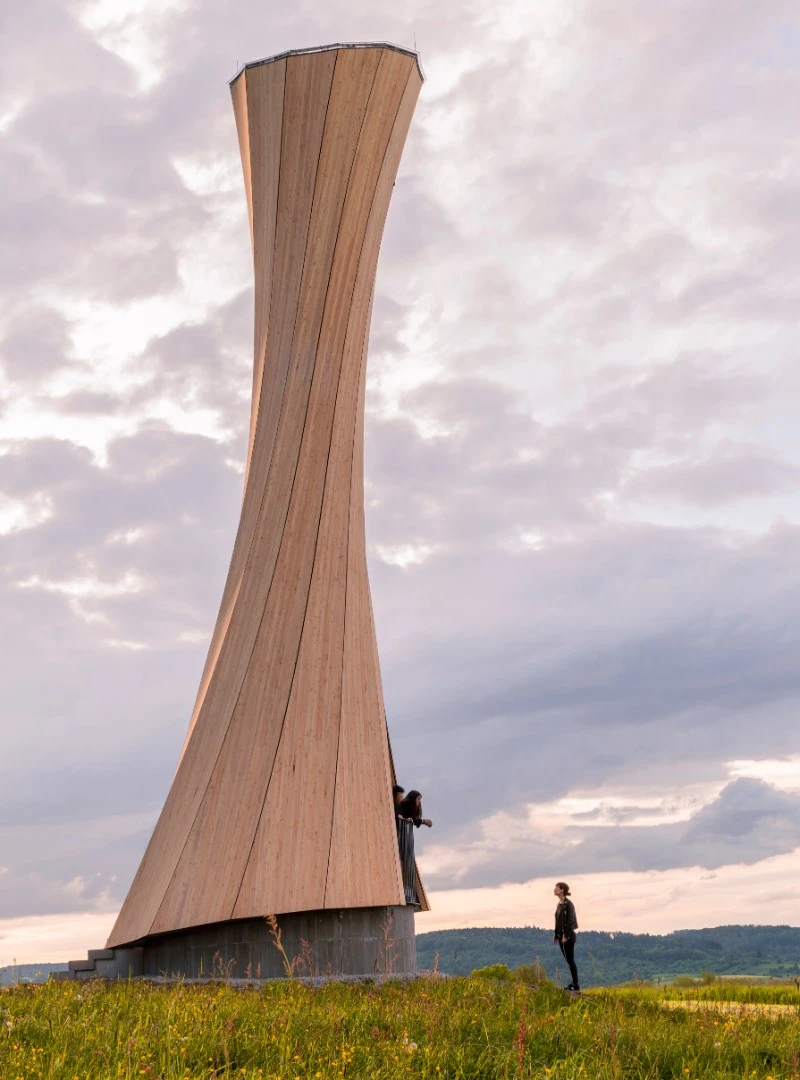 The Urbach Tower stands 14 meters tall