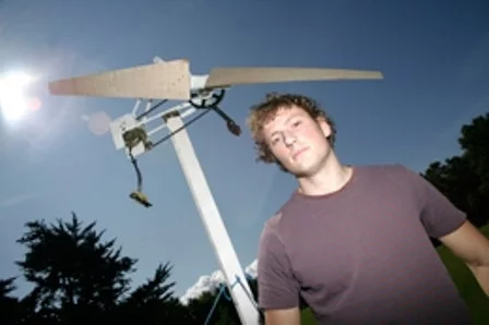 Max Robson with the low-cost turbine
