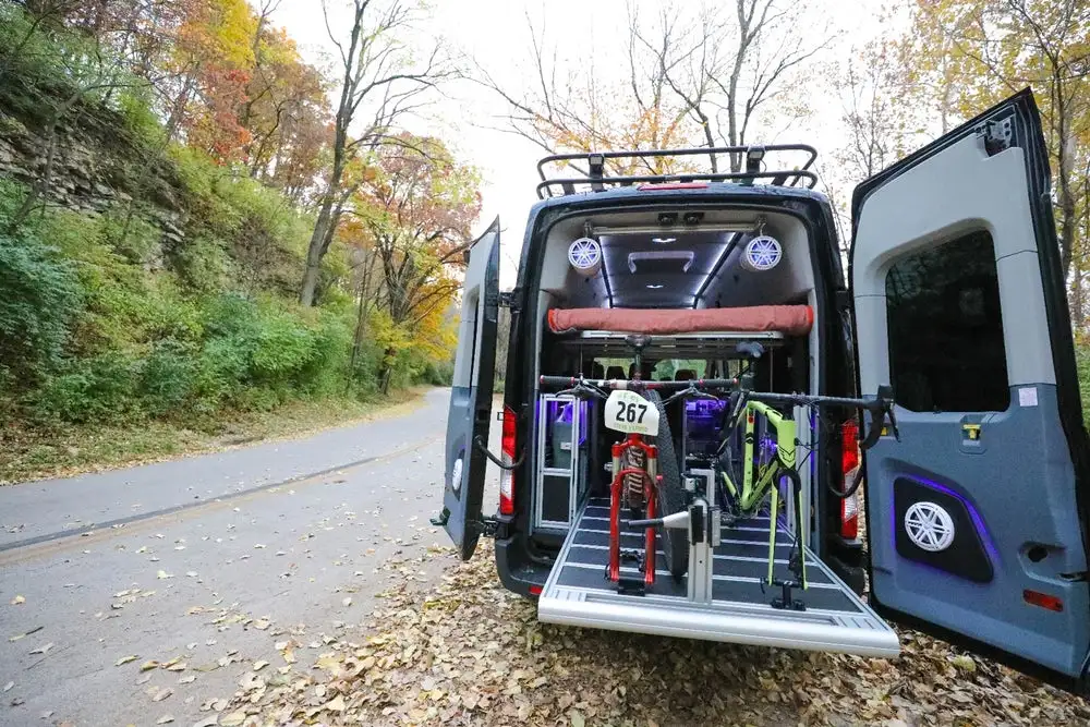 VanDoIt offers two main conversion types and many options, including the slide-out gear try, upgraded audio system and hydraulic-lift bed shown here