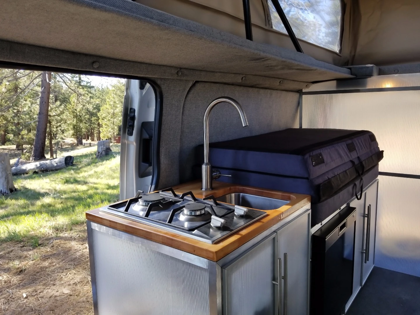 A closer look at the ModVans CV1 kitchen and storage