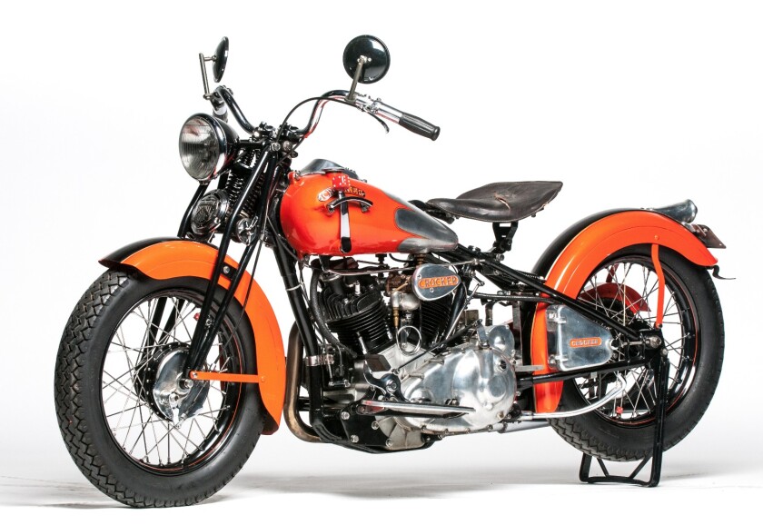 This 1942 Crocker V Twin was estimated to fetch between $300,000 to $350,000 at Mecum's E.J. Cole Collection auction in March, 2015. It sold for $385,000, setting a new record for the marque.