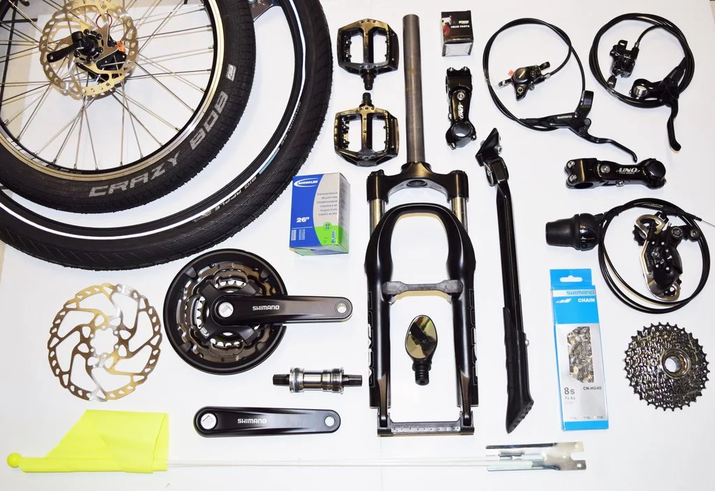 The Technical kit contains all the pieces to make the Joystickbike work