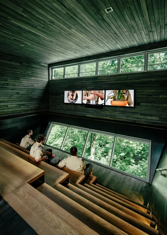The Ground Viewing Gallery of the Sustainability Treehouse provides interactive teaching opportunities and a focus on the forest floor ecosystem (Photo: Joe Fletcher)