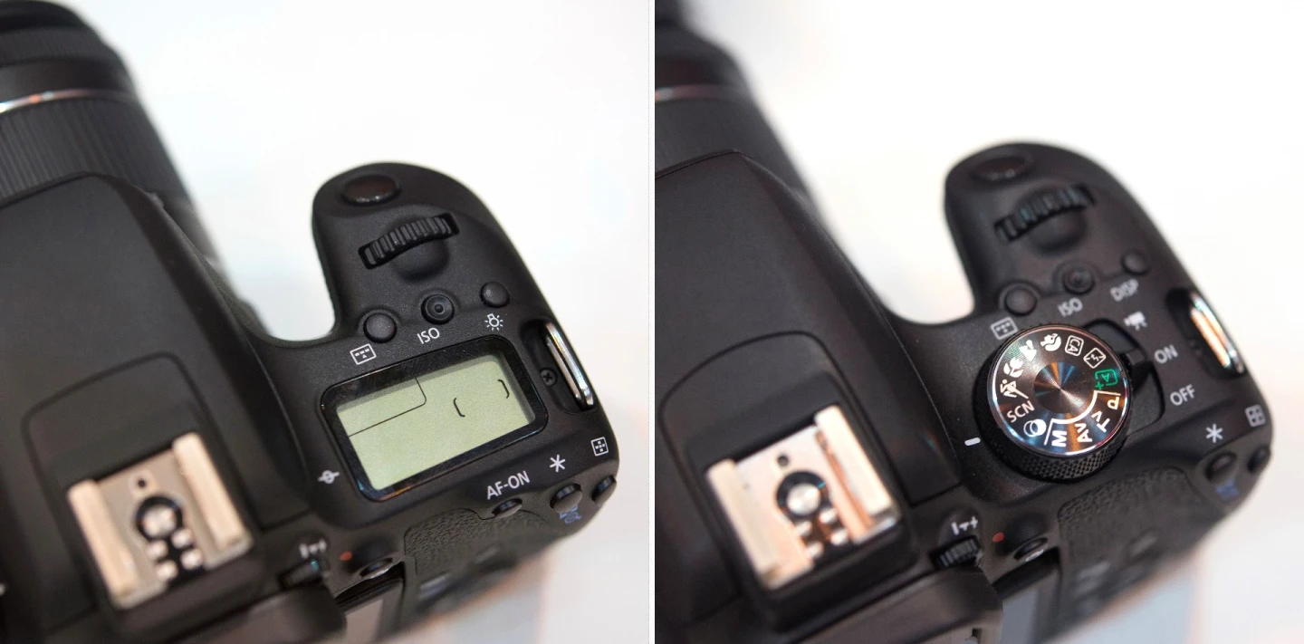The grip on the Canon EOS 77D (left) and Canon EOS 800D (also known as the Rebel T7i) makes the cameras easy to hold