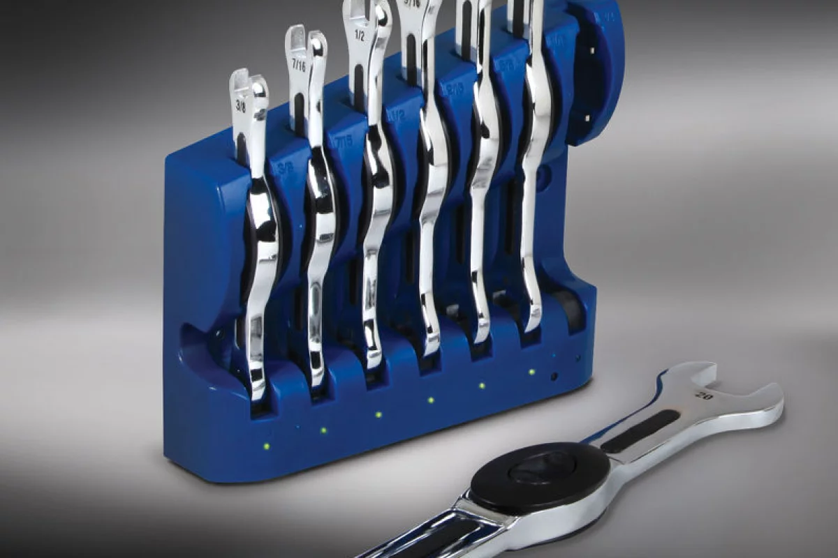 LEDs embedded in the heads of the wrenches to shed a little light on those hard to reach, dimly lit jobs