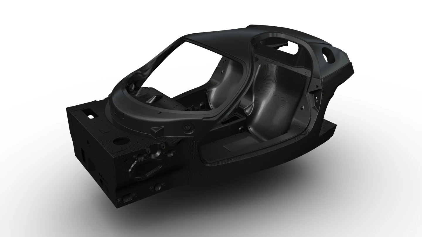 The chassis for Ferrari's first-ever hybrid uses four different types of carbon fiber