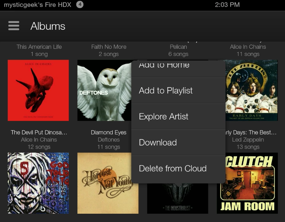 Long tap movies and music to get a menu with the download option