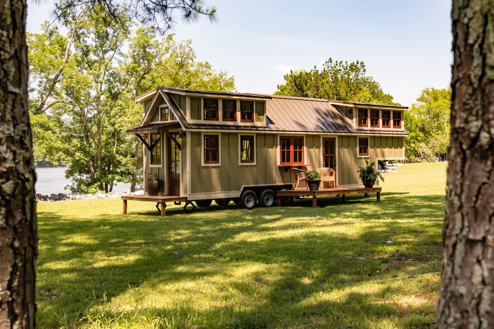 The Denali's two decks fold upwards when it is being towed