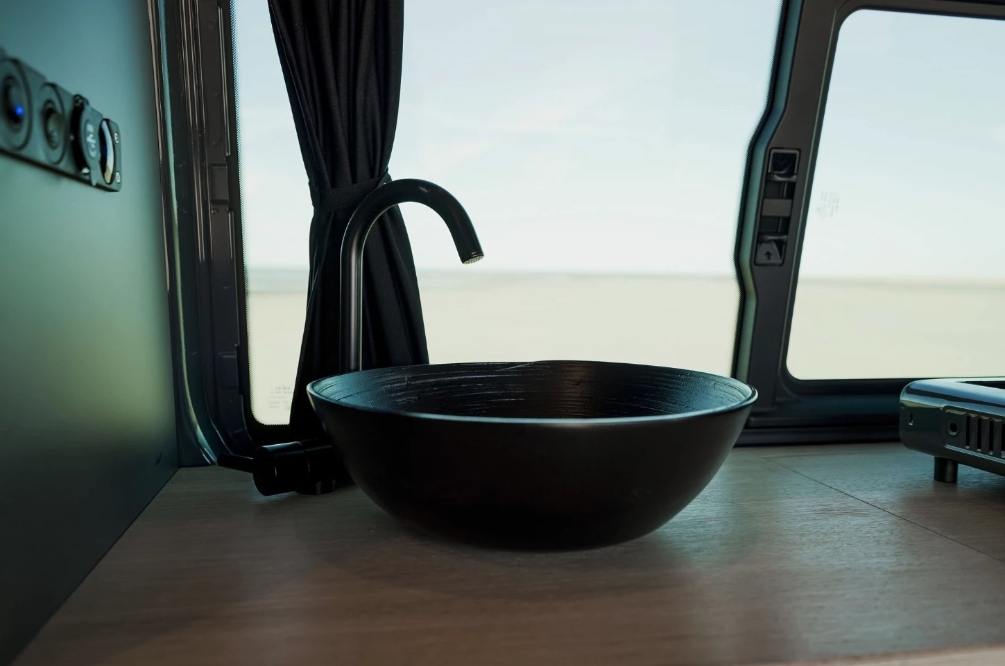 An available vessel sink adds to the elevated look and feel