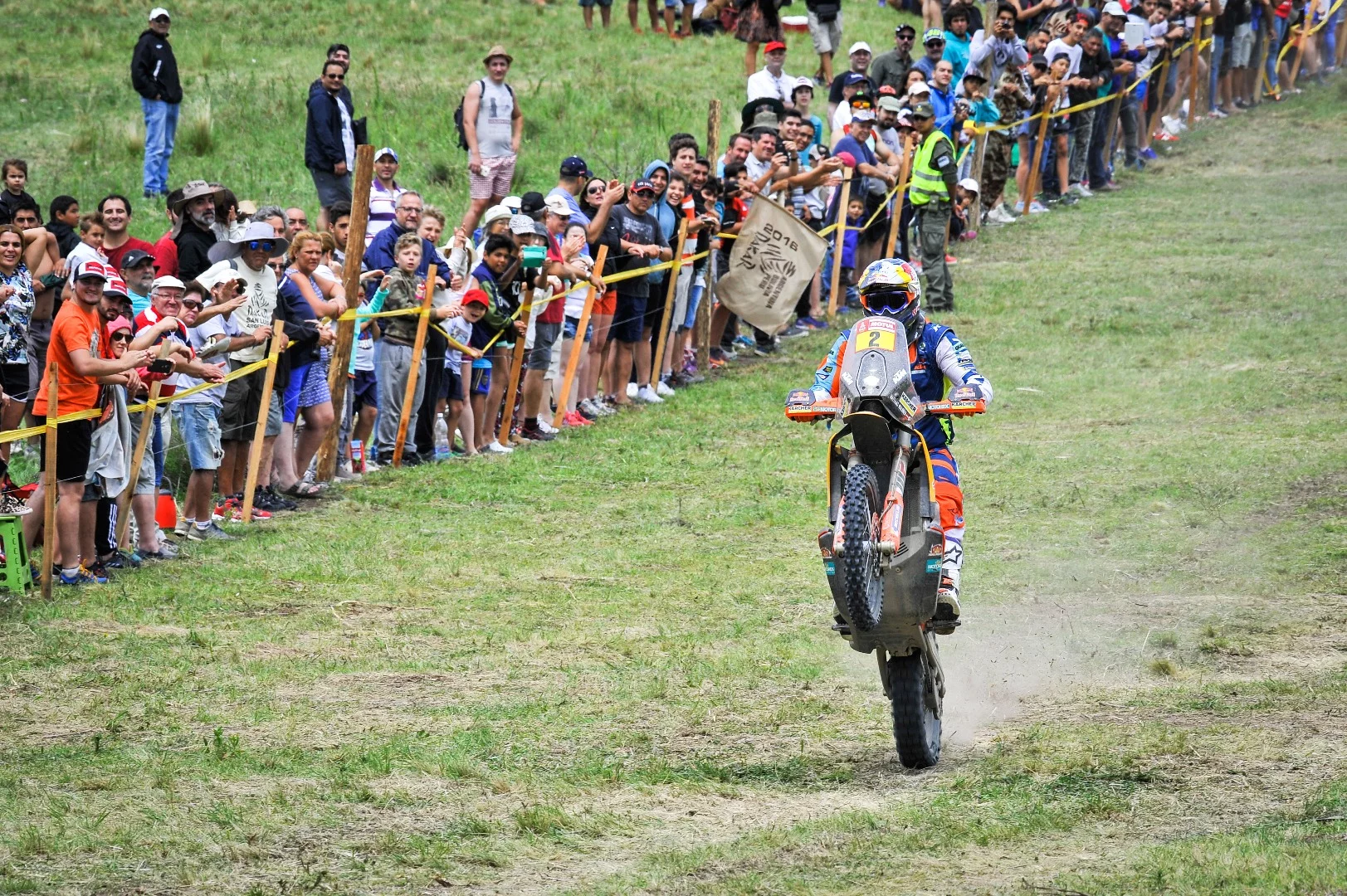 Perhaps for this moment. Matthias Walkner completes the Dakar, wheelying for the crowd as he takes first place motorcycle overall