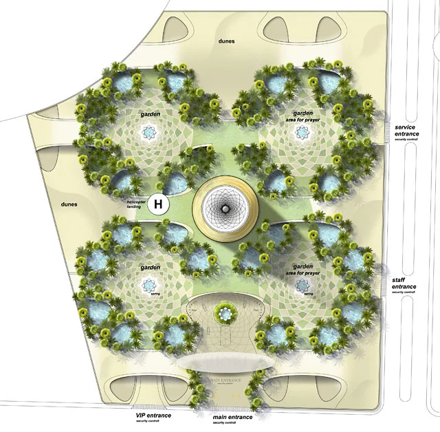 The gardens are envisaged as an oasis