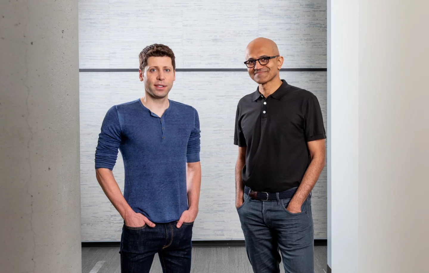 Microsoft CEO Satya Nadella (right) with Sam Altman, CEO of OpenAI