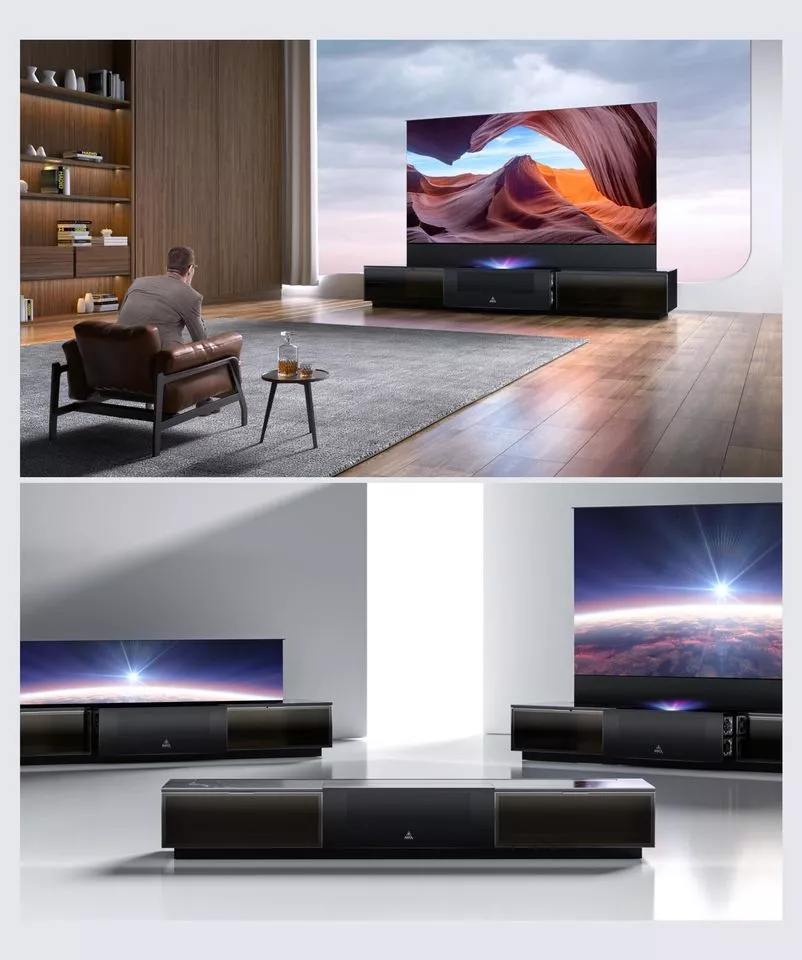 AWOL Vision's Vanish Laser TV was introduced in September 2022, and comprises a triple-laser UST projector and ALR screen that emerge from a smart cabinet at the touch of a button. The new Pro Series UST projectors launched at IFA 2023 will make their way to the system shortly