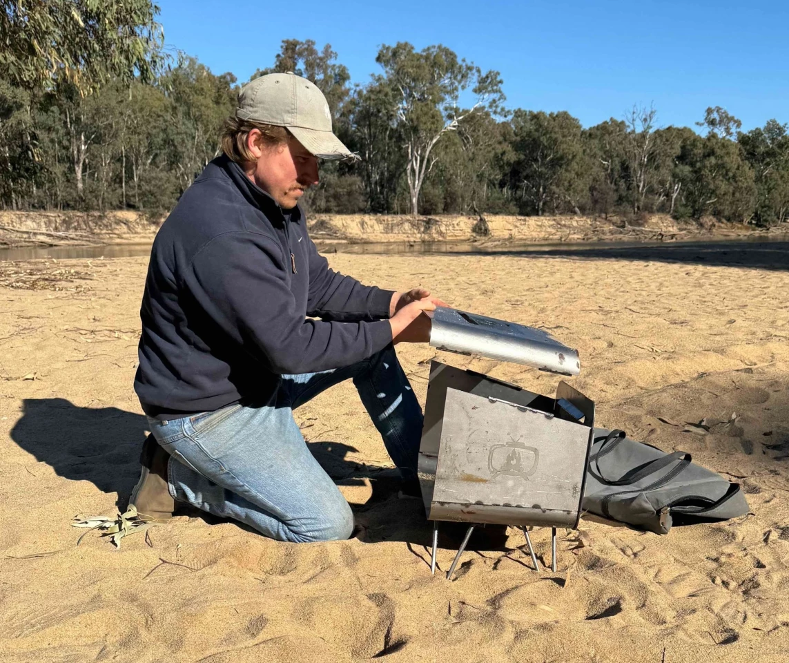 The Bush Telly packs small and assembles with ease at camp