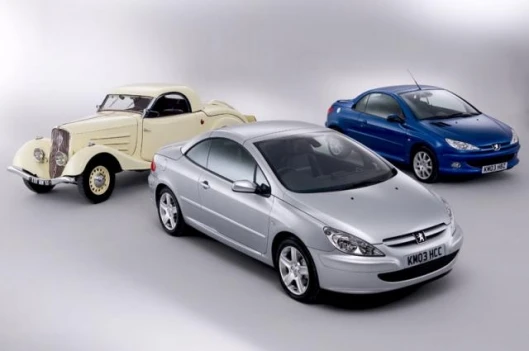 Three generations of Peugeot's retractable roof.