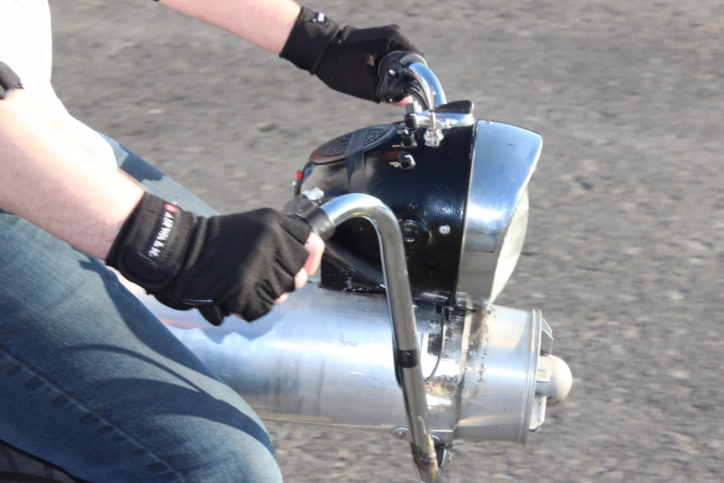 Self-balancing electronics have been squeezed into a Ural motorcycle headlamp pod from the 1950s