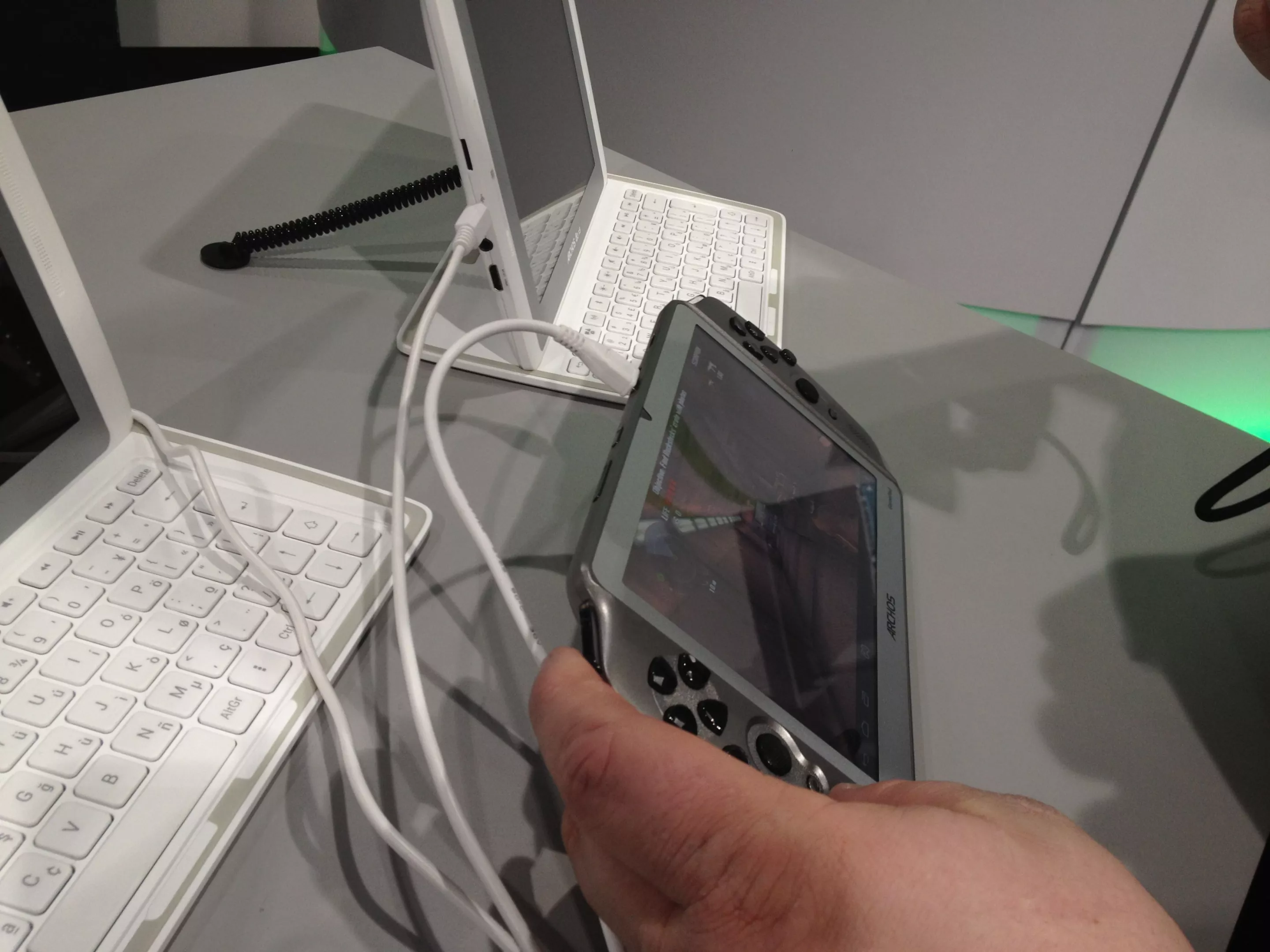 A Diagonal view of the Archos GamePad from the show floor at CES