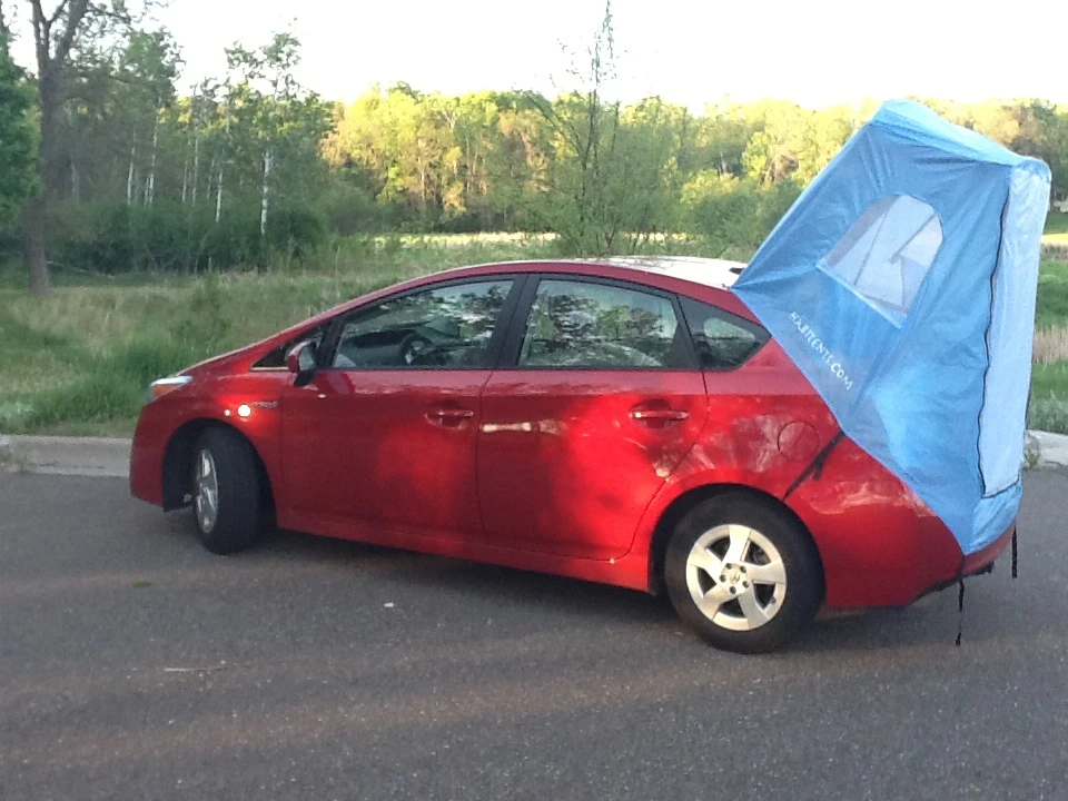 For less than $100, the Habitents turns your Prius into a functional sleeping shelter