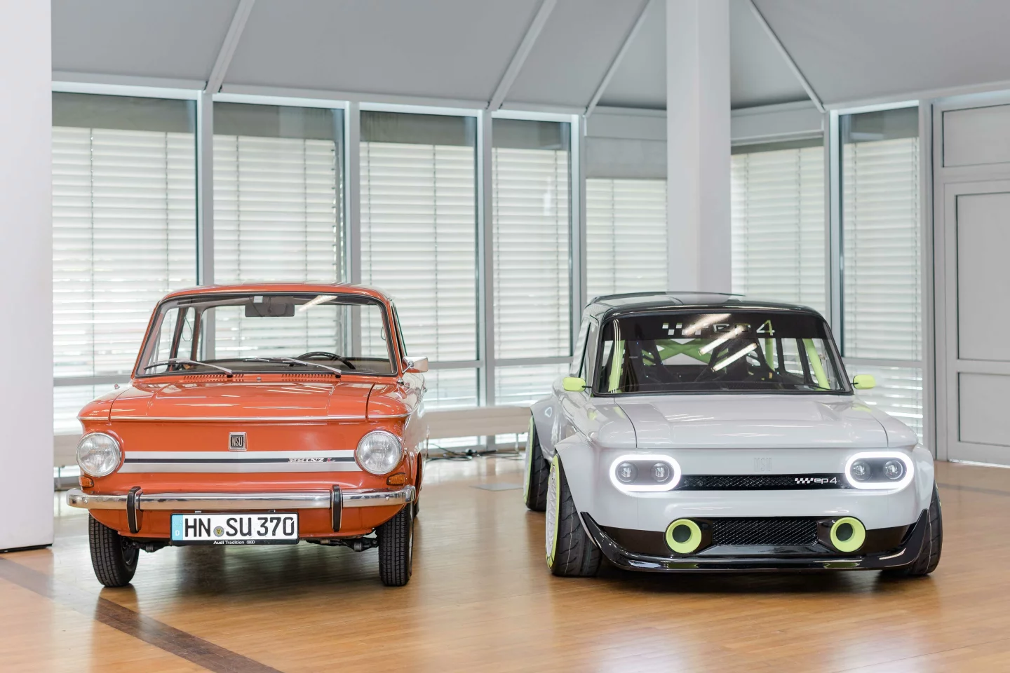 The NSU Prinz 4 was manufactured at Audi's Neckarsulm site by NSU Motorenwerke between 1961 and 1973. A 1971 model has now been extensively modified by trainees to create the electric EP4