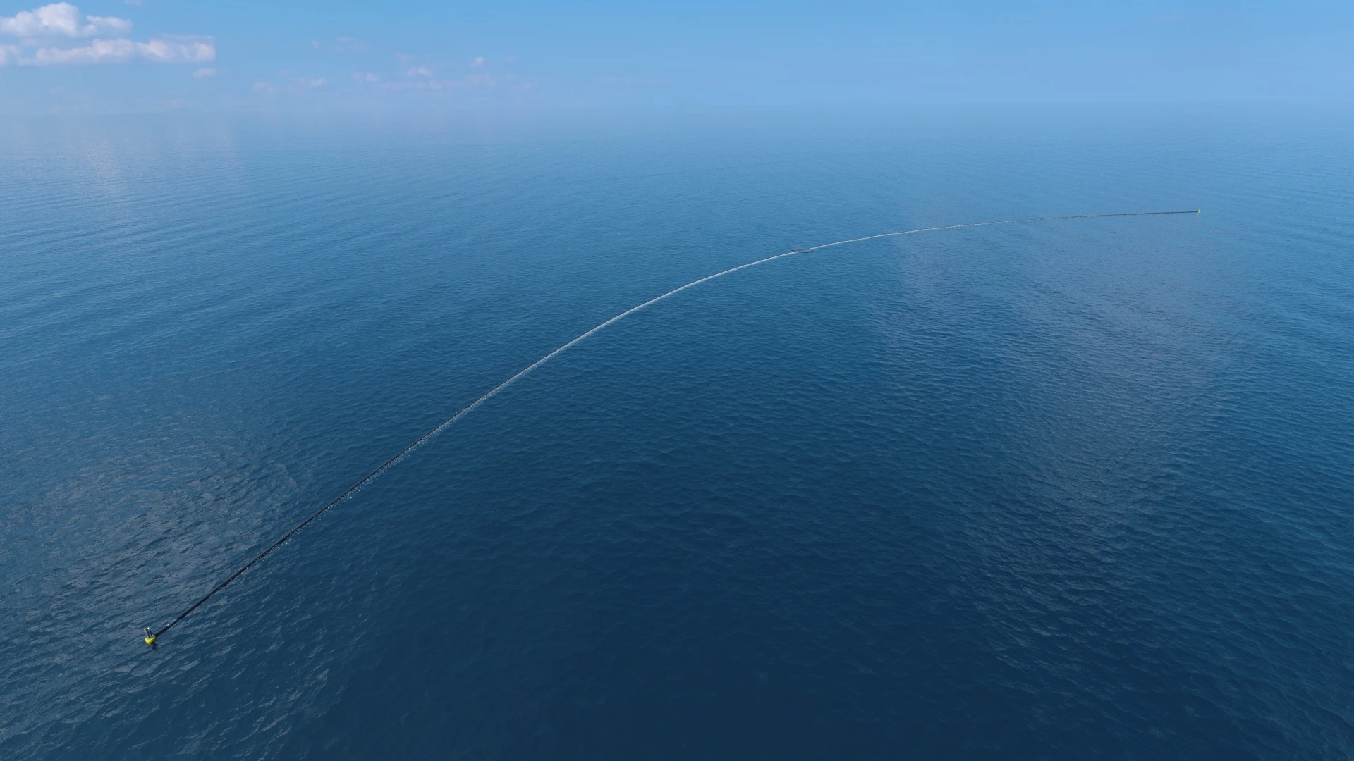 The Ocean Cleanup computer rendering, aerial view