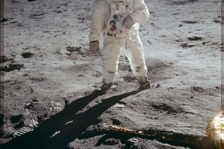 Buzz Aldrin pictured on the surface of the Moon