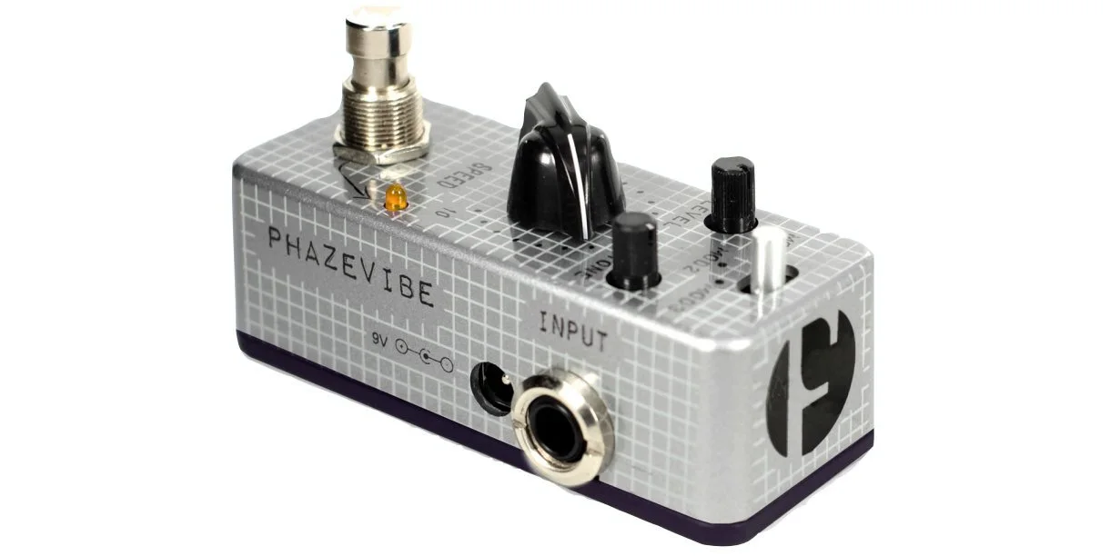 The Eddie Kramer Series PhazeVibe F-Pedal is described as a unique-sounding combination of phaser, uni-vibe, wah and leslie all in one pedal