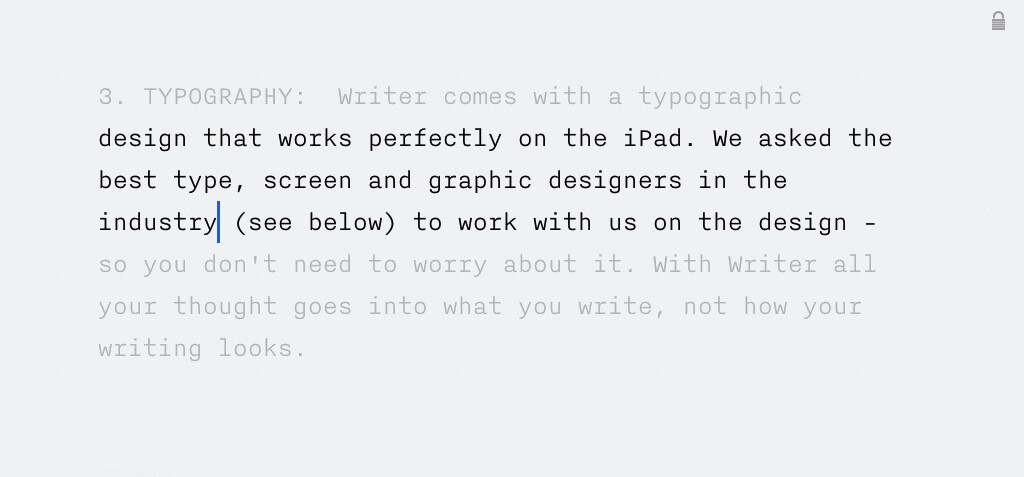Writer for iPad's Focus Mode