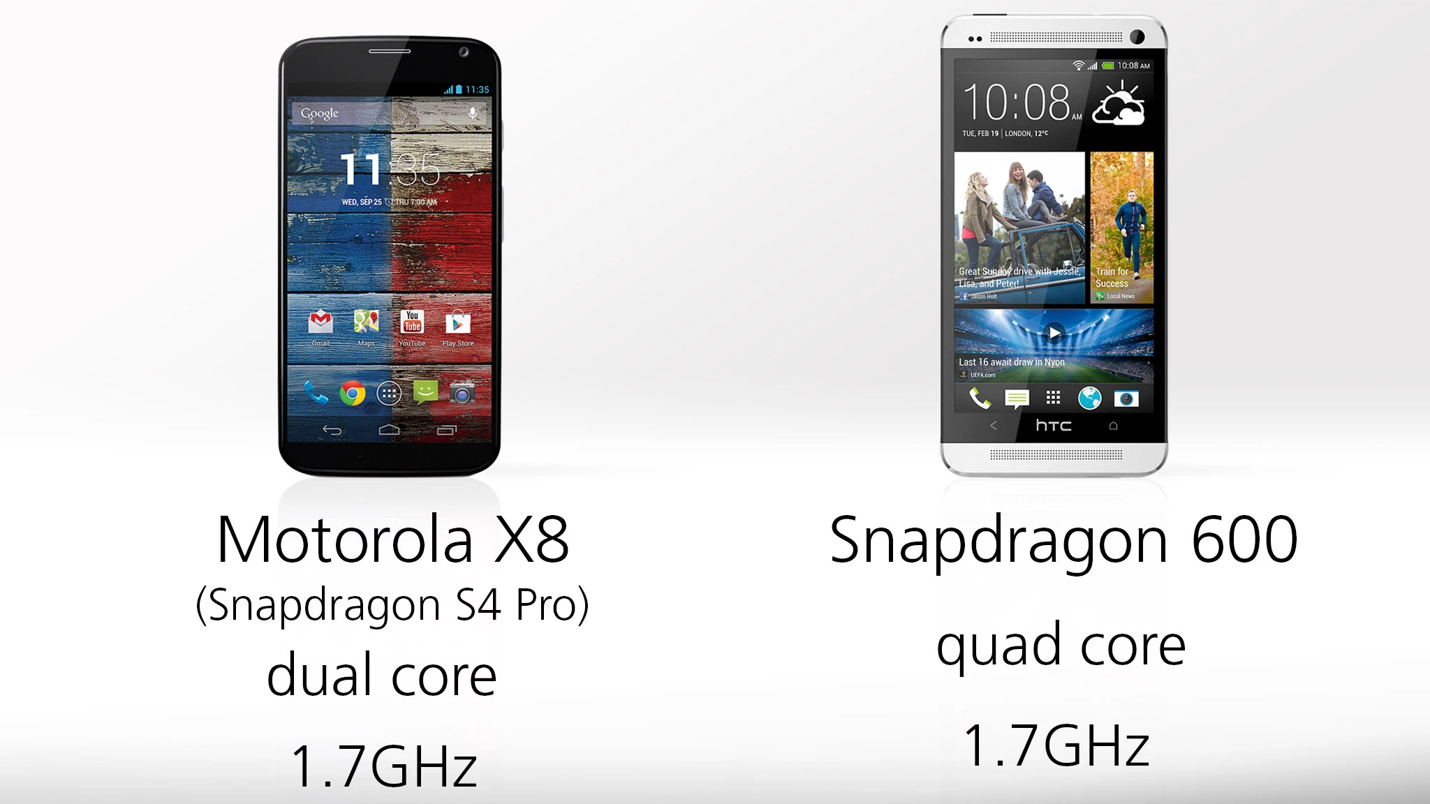 The One has the faster processor, but you might not notice much of a difference in day-to-day use