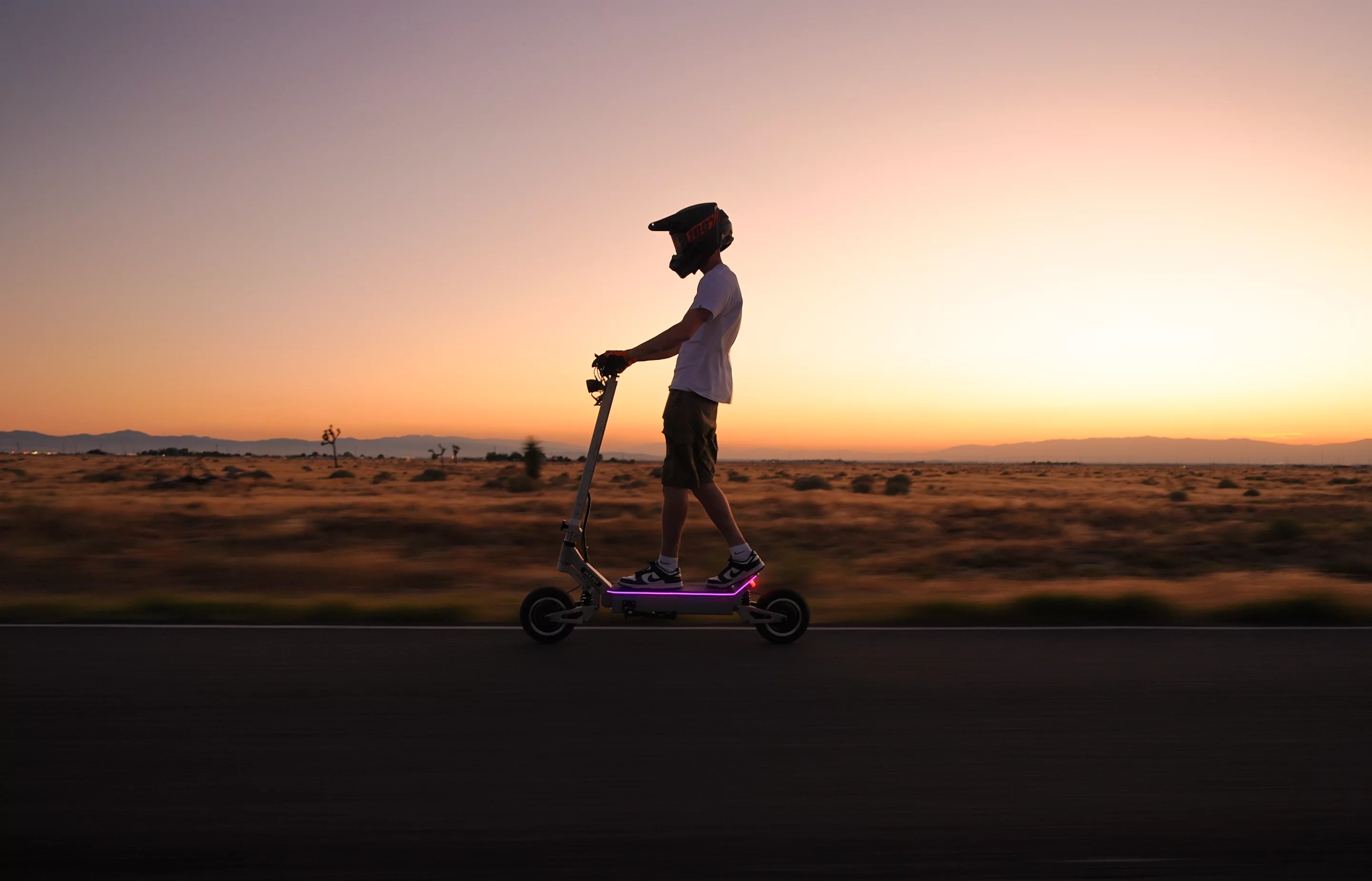 Electro-luminescant deck lighting plus powerful headlight, braking tail-light and