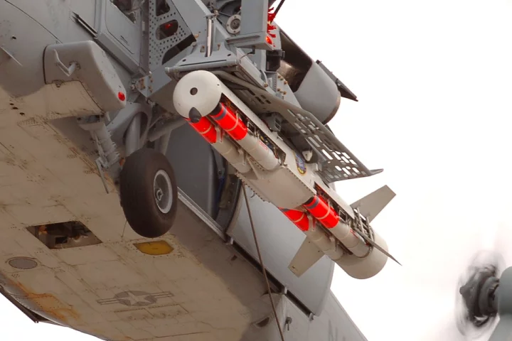 The mine-destroying Archerfish ROV, ready for deployment from a helicopter