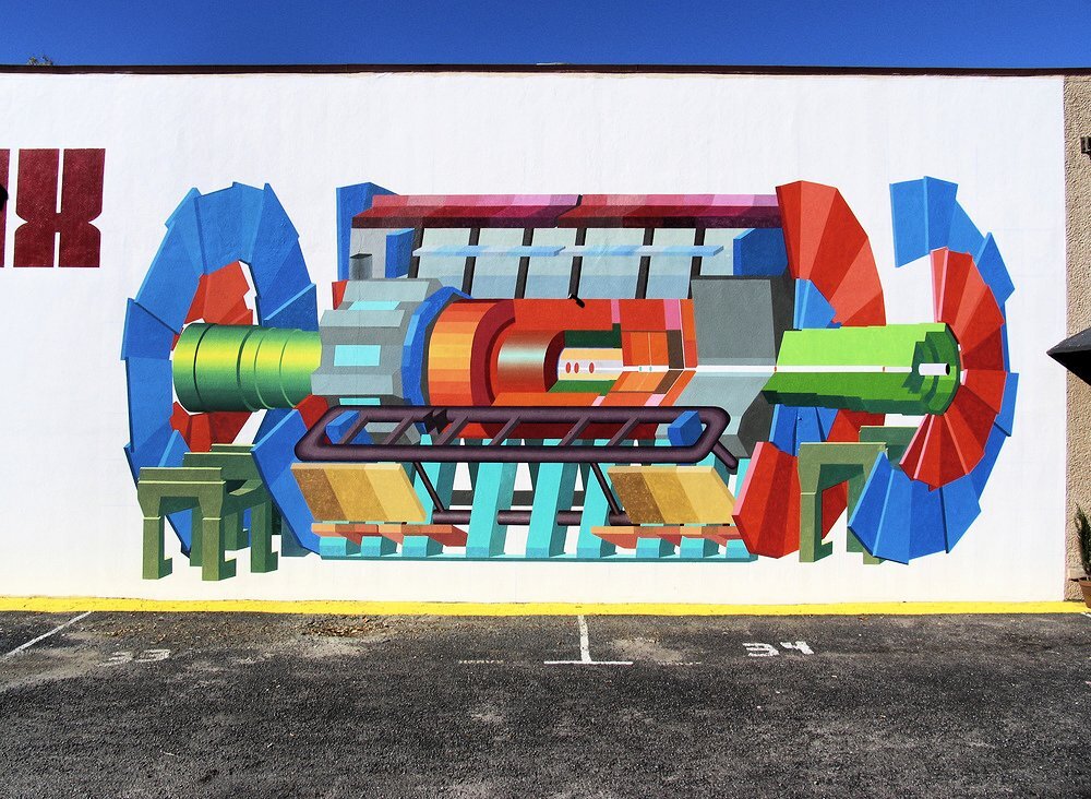 Josef Kristofoletti began creating art inspired by particle physics with his 2008 mural "Angel of the Higgs Boson" mural at the Redux Contemporary Art Centre in Charleston, South Carolina (Photo: J. Kristofoletti)