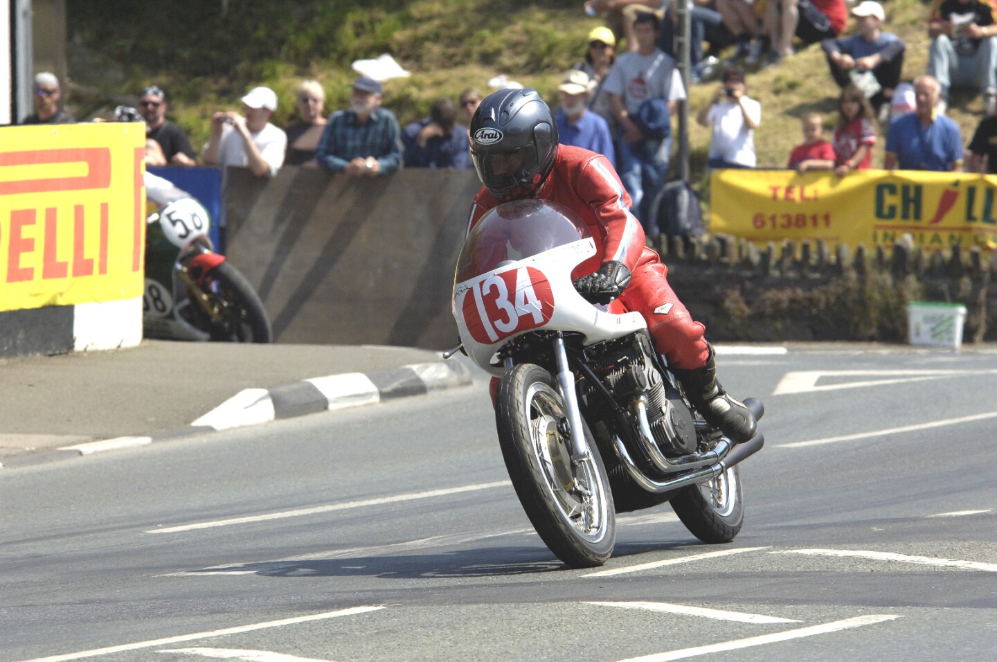 Robert White riding the 1957 Gilera 500 replica.