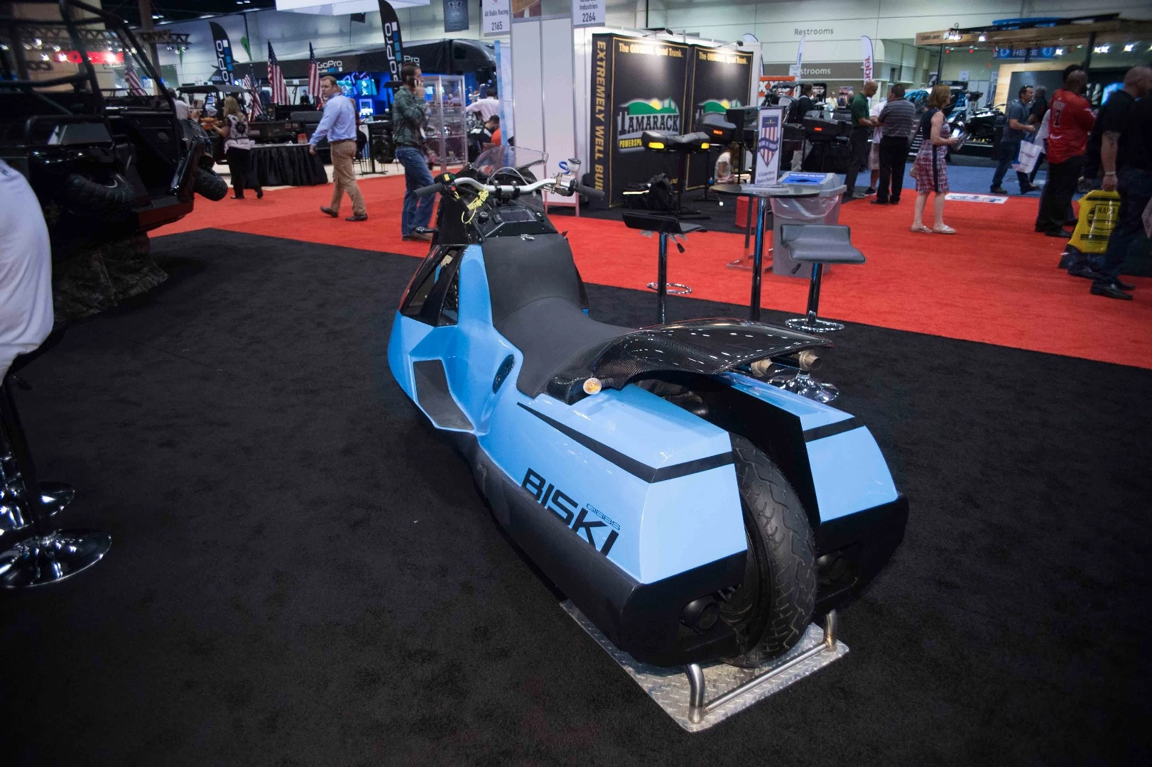 Gibbs Biski: rear wheel lifts up under the rear fender when it's time to play in the water