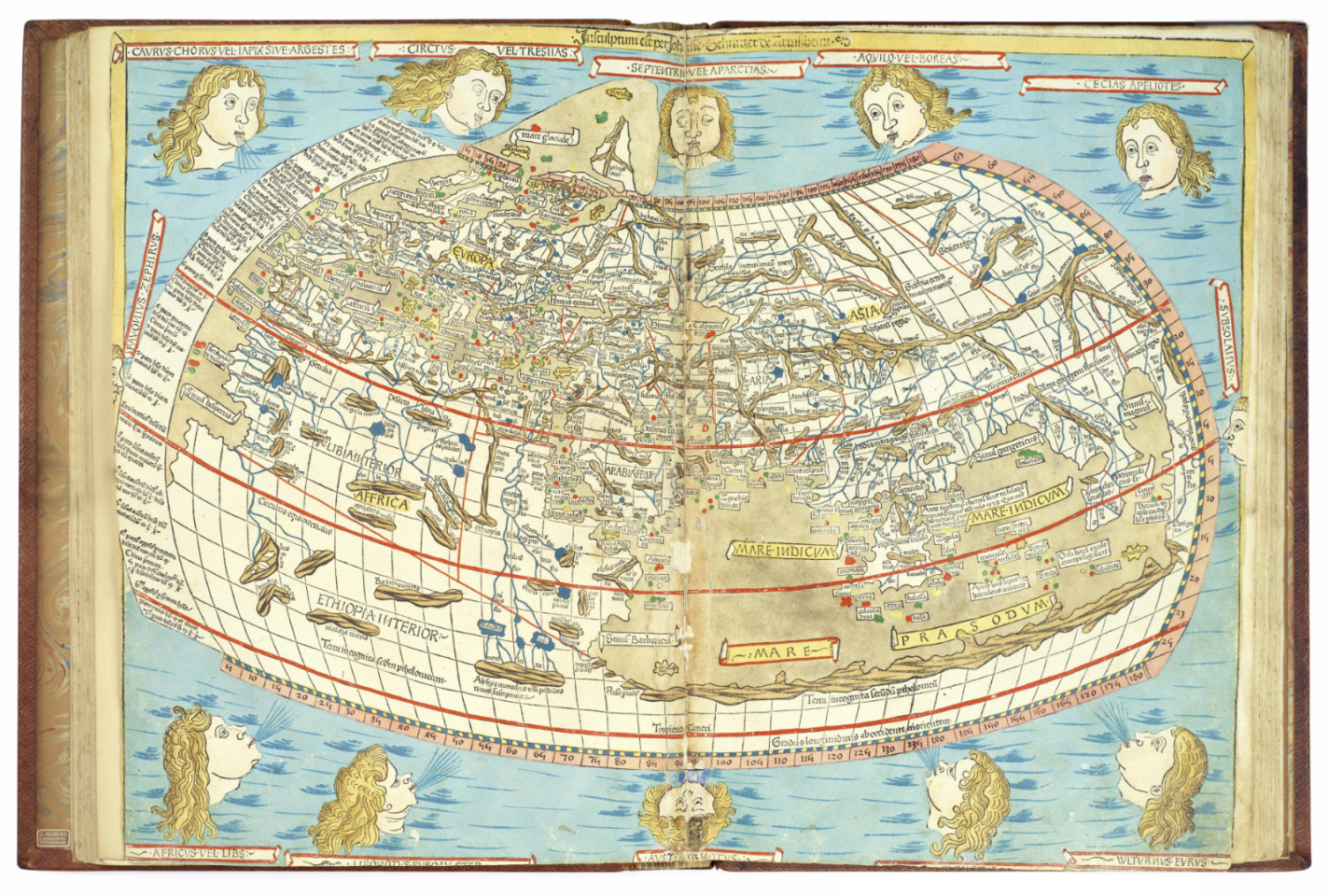 Claudius Ptolemy (AD 100 – c. 170) was a Greco-Egyptian writer, mathematician, astronomer, geographer, astrologer, and poet who created the atlas Cosmographia (also known as Geography and Geographia) whilst living in Alexandria (Egypt) in AD 150, based on a now-lost atlas by Marinus of Tyre using additional Roman and Persian sources. It was translated into Arabic in the 9th century and Latin in 1406, becoming the world's first printed atlas in 1477. The auctioned copy is the second Ulm edition of this book, following that of 1482 which was the first atlas with woodcut maps and the first to be printed outside Italy.It sold for $163,362 (£131,000) by Bonhams on November 9, 2016