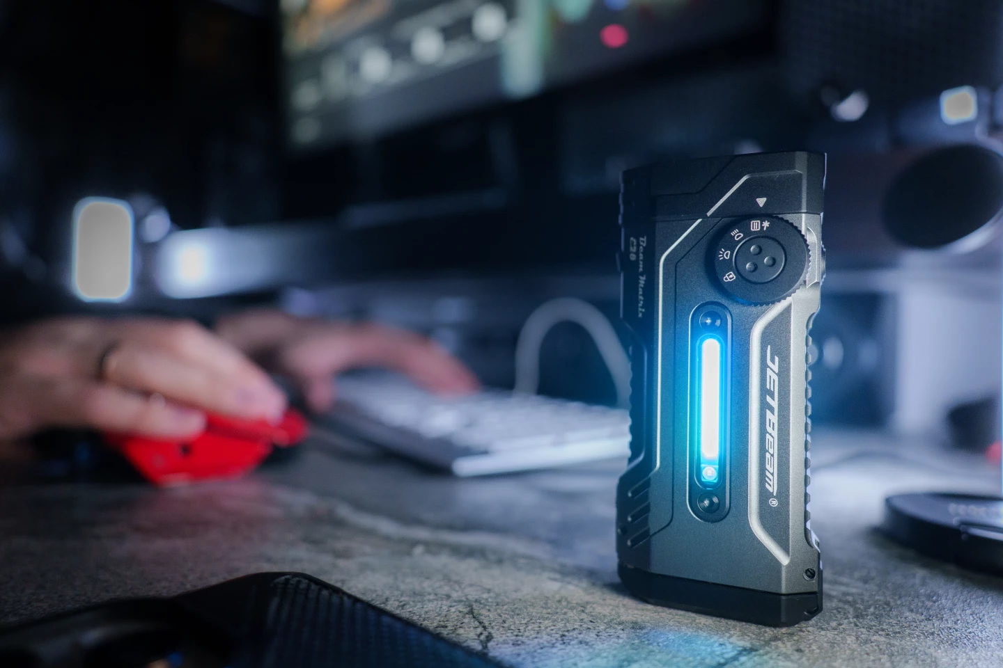 The E28 has a side light that can help it act as a lantern at your campsite