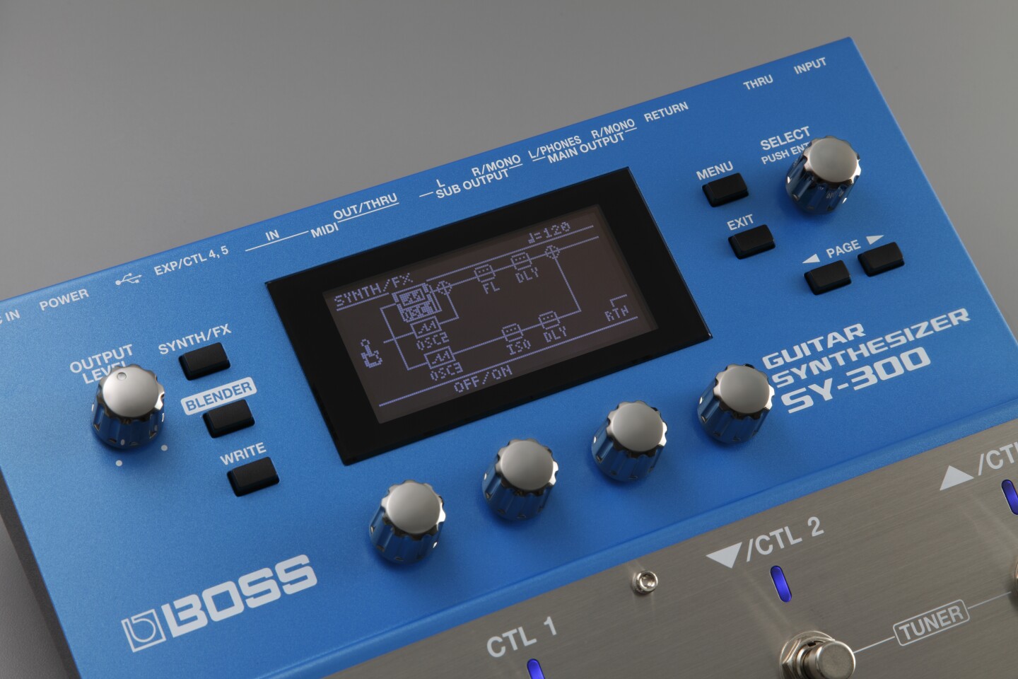 There's a 132 x 64 resolution graphic LCD display to help players keep track of which patches are active