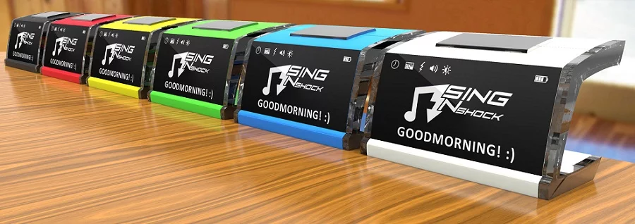 The singNshock comes in a range of lurid colors to suit all tastes