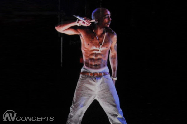 Despite appearances, the long-dead musician actually appeared as a 2D projection, rather than an actual hologram
