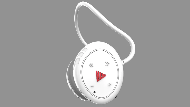 The Bluetooth headphones have audio control on the side