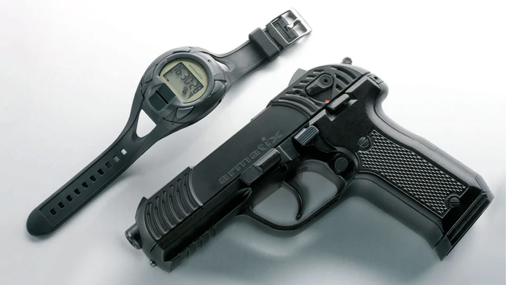 The Armatrix SmartGun concept features a handgun that won't work without authentication from the biometric wristwatch