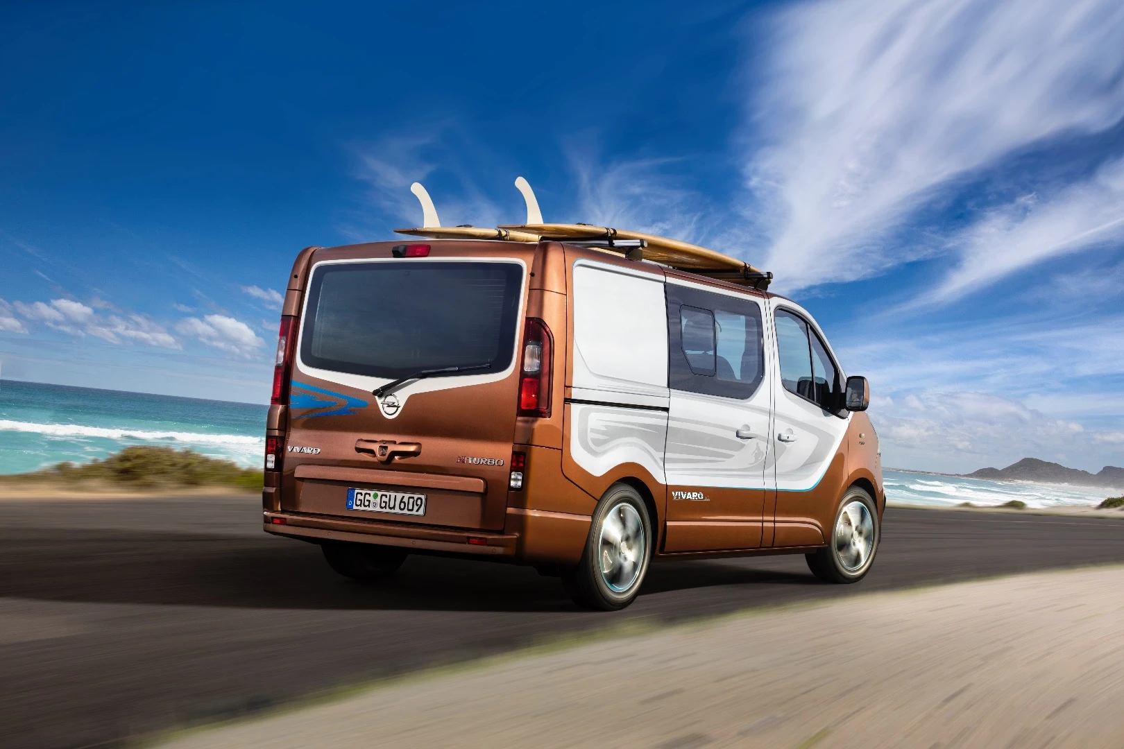 The Vivaro Surf has a board rack up top