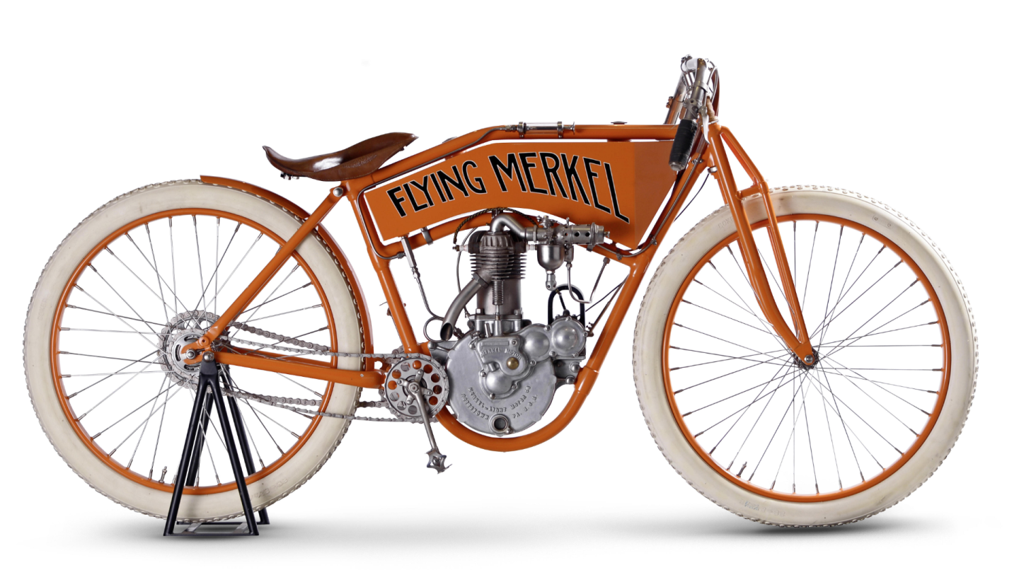 £33,350 ($51,491) - 1911 Flying Merkel 498cc 'Racing' MotorcycleLot 26 at Bonhams Lonatti Collection held on 17 October, 2015Estimate: £16,000 - 20,000 ($25,000 - $31,000)https://www.bonhams.com/auctions/23333/lot/26/