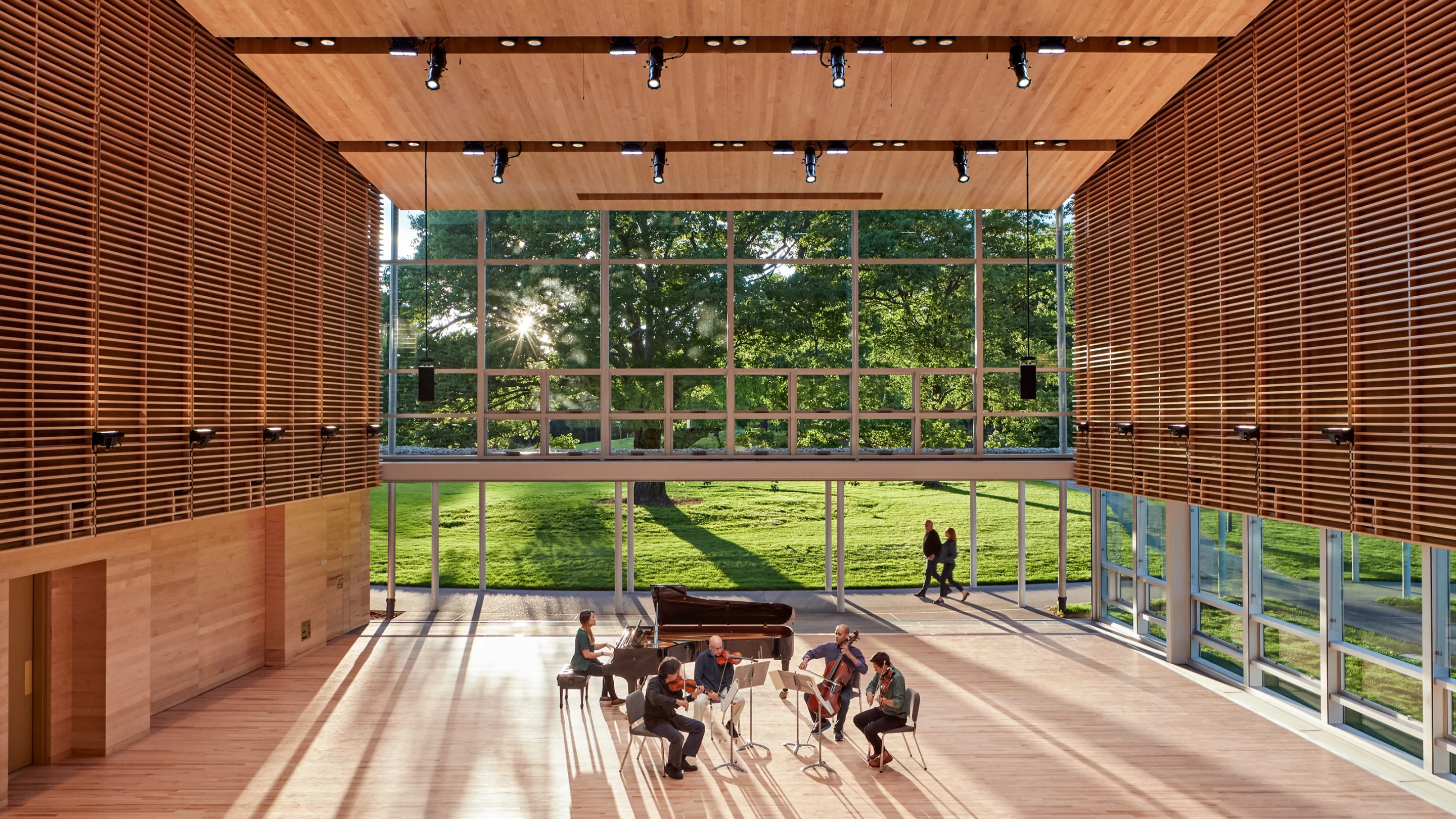 The Tanglewood Linde Center for Music and Learning consists of four new buildings that provide no-cost fellowships to some of the USA's most talented musicians
