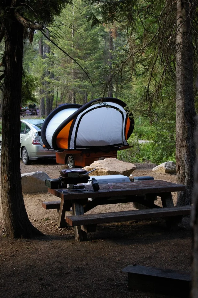 No dealing with shock-corded poles or cranks, just hit a button